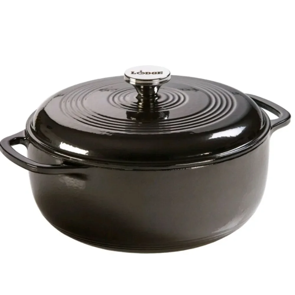 Lodge Cast Iron 6 Quart Enamel Dutch Oven- Midnight Chrome